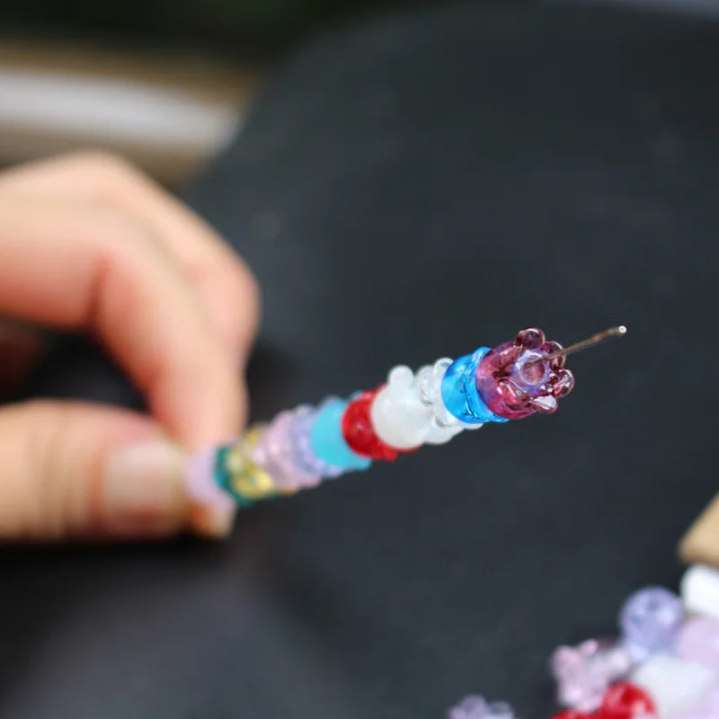 10Pcs Flower Shape Lampwork Glass Beads for Jewelry Making, Multi-color