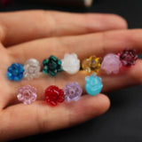 10Pcs Flower Shape Lampwork Glass Beads for Jewelry Making, Multi-color