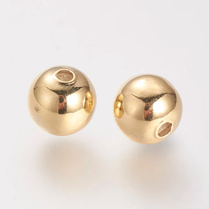 10Pcs 8mm 18K Plated Brass Beads Spacer Charms for Jewelry Making