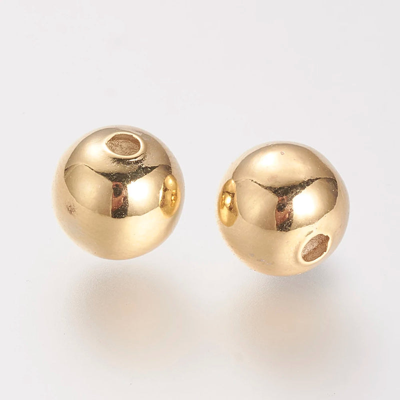 10Pcs 8mm 18K Plated Brass Beads Spacer Charms for Jewelry Making
