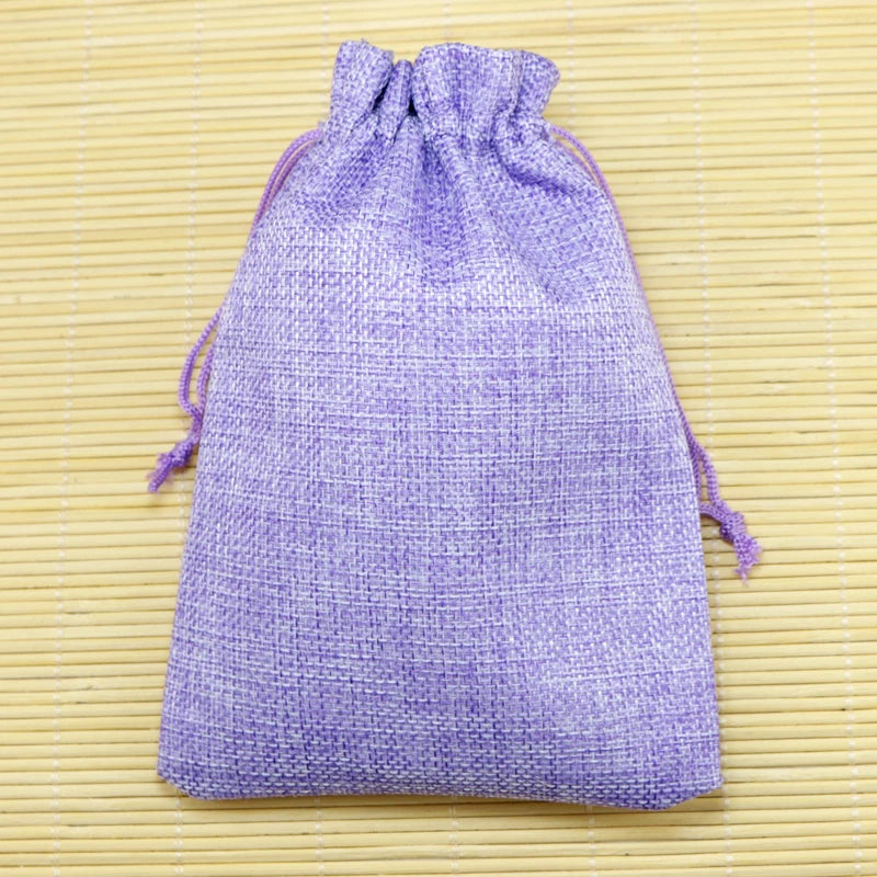 10Pcs Purple Linen Drawstring Pouch Jewelry Bag Christmas/Wedding Gift Gunny Bag