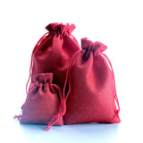 10Pcs Red Linen Drawstring Pouch Christmas/Wedding Gift Bag