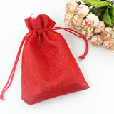 10Pcs Red Linen Drawstring Pouch Christmas/Wedding Gift Bag