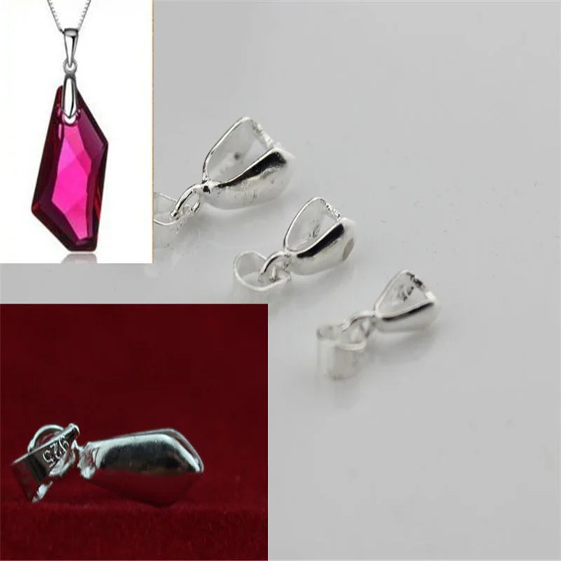 10Pcs 925 Sterling Silver Plated Melon Seed Buckle Copper Jewelry Findings