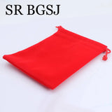 10Pcs 9x12cm Red Velvet Gift Bags Wedding Jewelry Packing