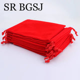 10Pcs 9x12cm Red Velvet Gift Bags Wedding Jewelry Packing