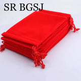 10Pcs 9x12cm Red Velvet Gift Bags Wedding Jewelry Packing