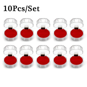 10Pcs Acrylic Crystal Ring Boxes Storage Display Box Organizer