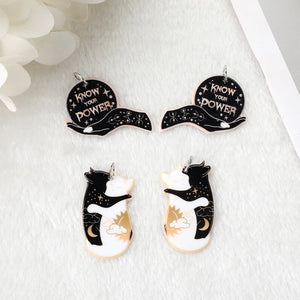 10Pcs Acrylic Embrace Cats Charms Punk Style Crafts For DIY Making