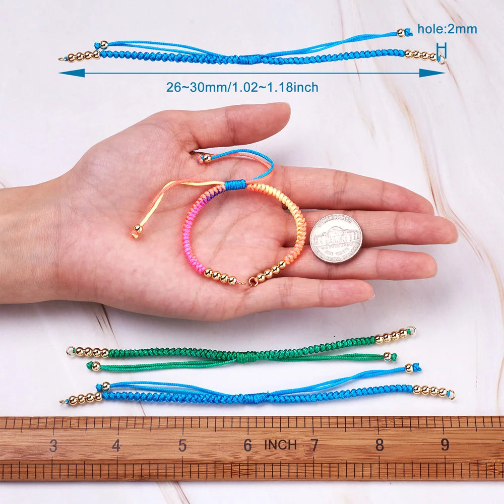 10Pcs Adjustable Nylon Cord Bracelet with Beads Multicolor Rope DIY Jewelry