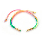 10Pcs Adjustable Nylon Cord Bracelet with Beads Multicolor Rope DIY Jewelry