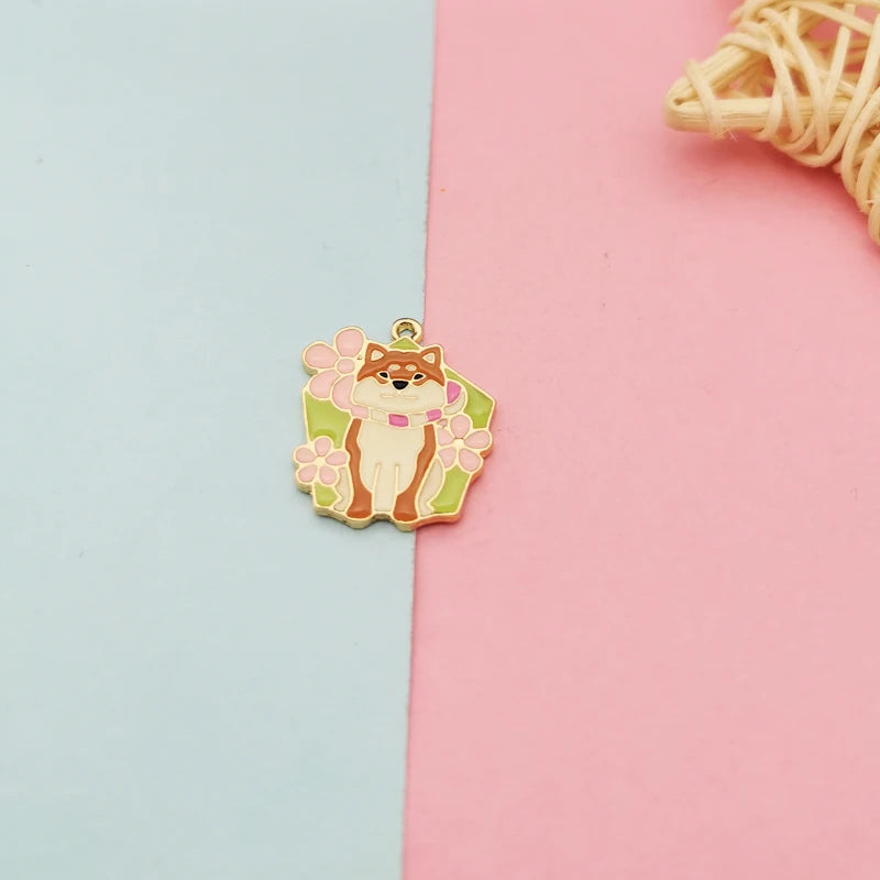 10Pcs Akita Enamel Charms for Jewelry Making