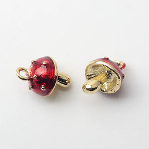 10Pcs Mushroom Pine Cone Alloy Charms for Jewelry Making DIY Accessories