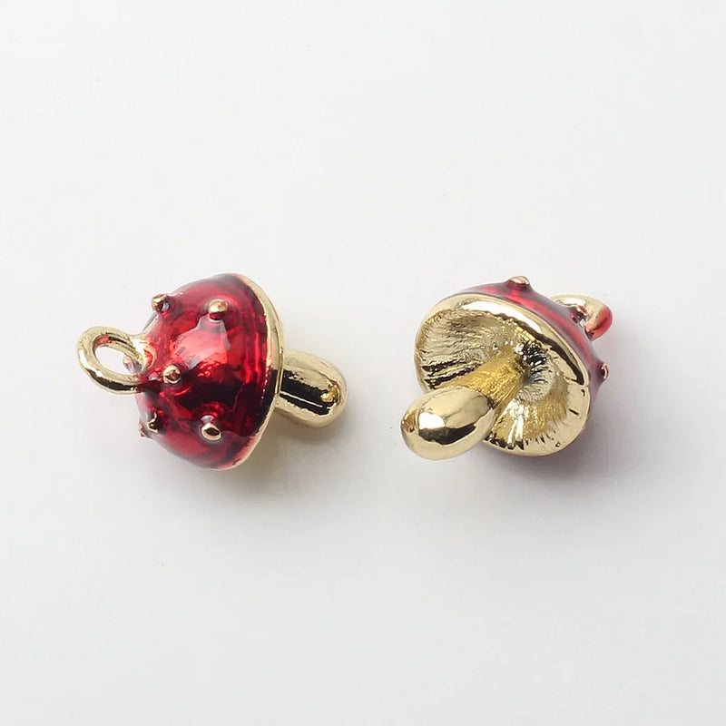 10Pcs Mushroom Pine Cone Alloy Charms for Jewelry Making DIY Accessories