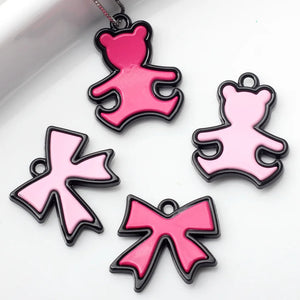 10Pcs Bear Charms Bowknot Pendants for Jewelry Making DIY Accessories
