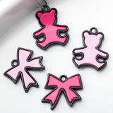 10Pcs Bear Charms Bowknot Pendants for Jewelry Making DIY Accessories