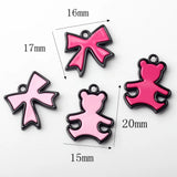 10Pcs Bear Charms Bowknot Pendants for Jewelry Making DIY Accessories