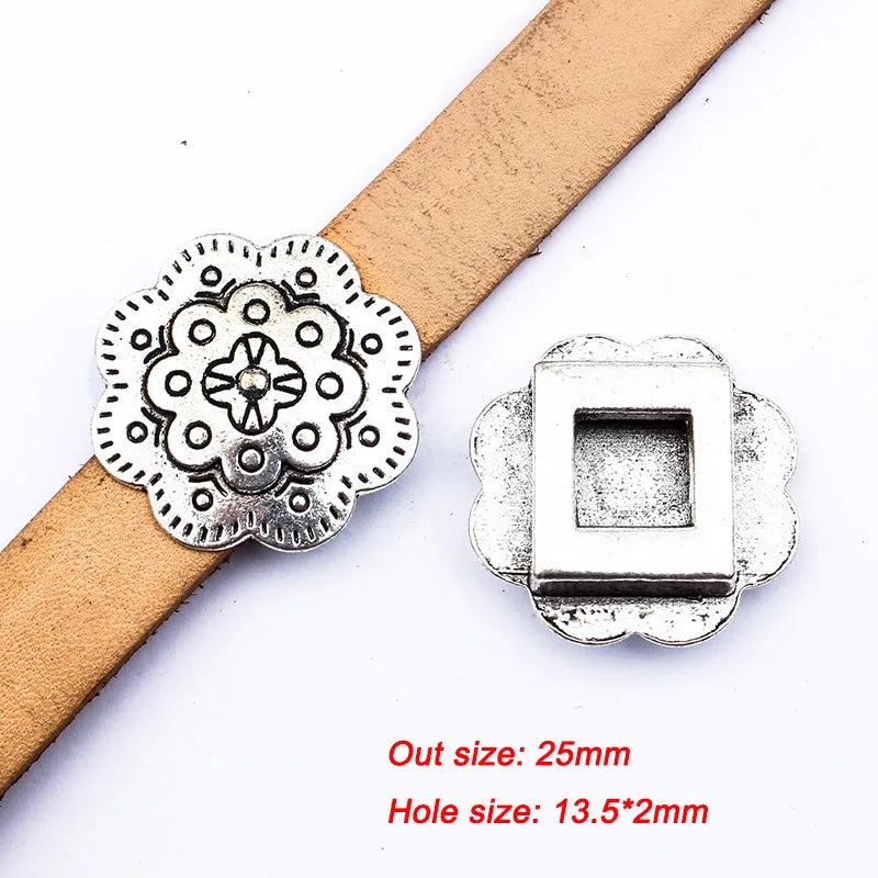 10Pcs Sun Flower Slider Spacer Beads For Flat Leather Cord DIY Jewelry