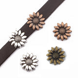 10Pcs Sun Flower Slider Spacer Beads For Flat Leather Cord DIY Jewelry