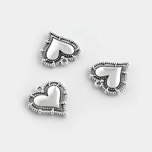 10Pcs Tibetan Silver Heart Blanks Charms DIY Jewelry Findings Necklace Pendants