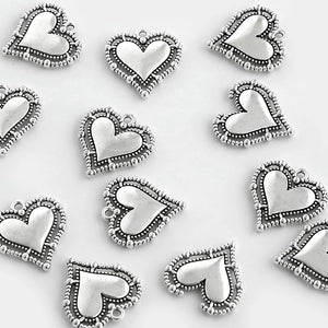 10Pcs Tibetan Silver Heart Blanks Charms DIY Jewelry Findings Necklace Pendants