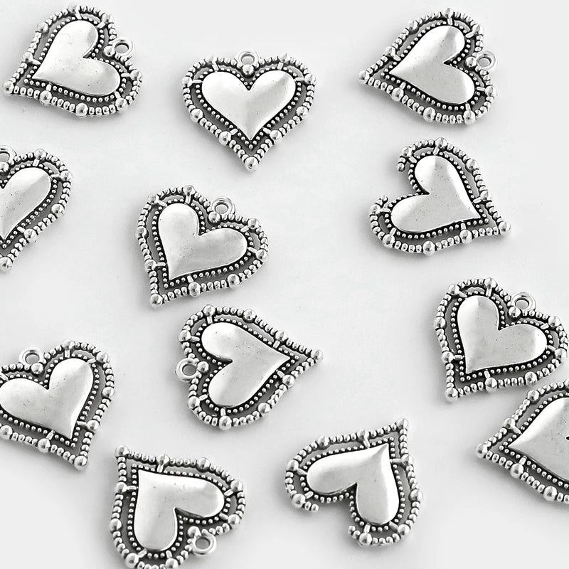 10Pcs Tibetan Silver Heart Blanks Charms DIY Jewelry Findings Necklace Pendants