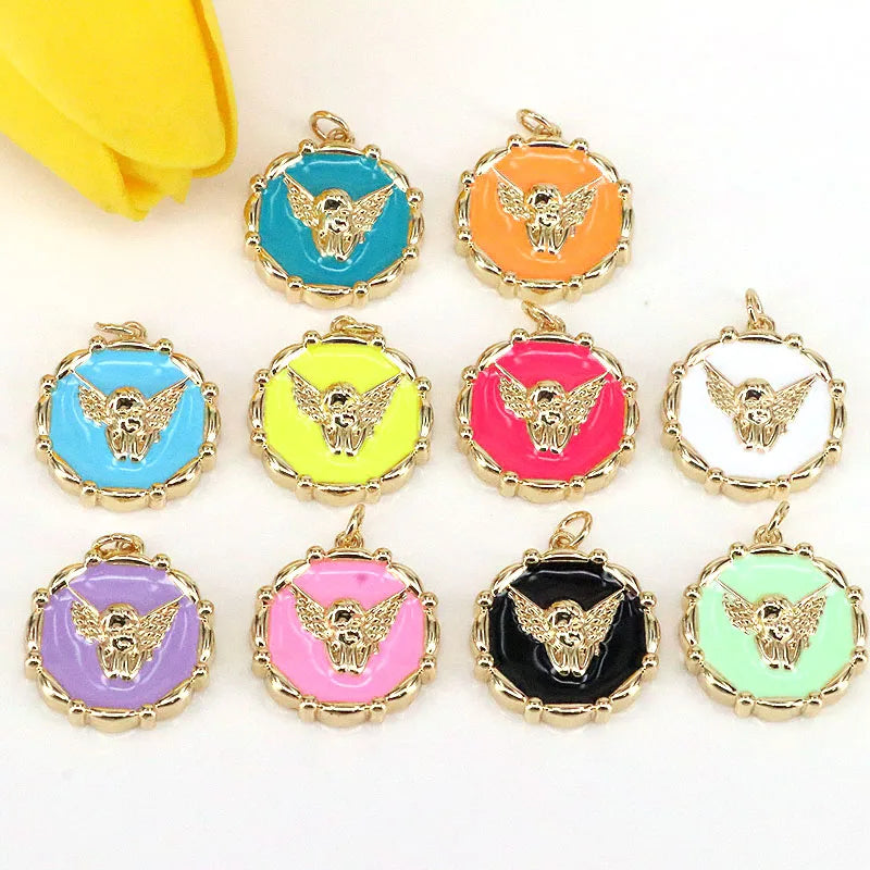 10Pcs Colorful Angel Necklace Pendants for Jewelry Making