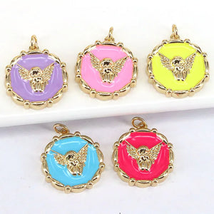 10Pcs Colorful Angel Necklace Pendants for Jewelry Making