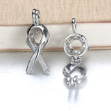 10Pcs Heart Key Locket Pearl Cage Pendant DIY Oil Diffuser
