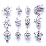10Pcs Heart Key Locket Pearl Cage Pendant DIY Oil Diffuser