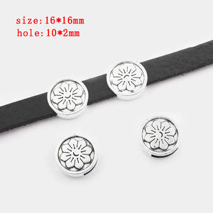 10Pcs Antique Silver SunFlower Snowflake Spacers for Flat Leather Cord