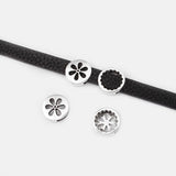10Pcs Antique Silver SunFlower Snowflake Spacers for Flat Leather Cord