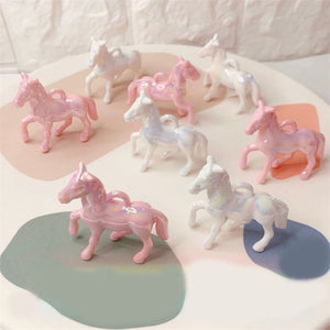Set of 10 Resin Pink Little Horse Charms for DIY Earrings Necklace Pendant