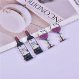 10Pcs Christmas Red Wine Bottle Glass Charms for DIY Jewelry Making