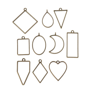 10Pcs Geometric Hollow Flower Frame Pendants Resin Jewelry Making Tool