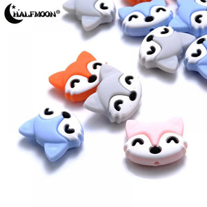 10Pcs Baby Animal Shape Silicone Teething Beads for DIY Pacifier Chain BPA
