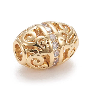10Pcs CZ Beads Plated Copper for DIY Bracelet Charms Jewelry Making