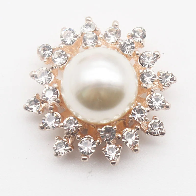 10Pcs/Batch 27MM Pearl Rhinestone Craft Alloy Metal Accessories