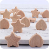 10Pcs Beech Wooden Beads Baby Teether for DIY Necklace Crafts