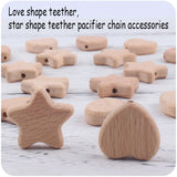 10Pcs Beech Wooden Beads Baby Teether for DIY Necklace Crafts
