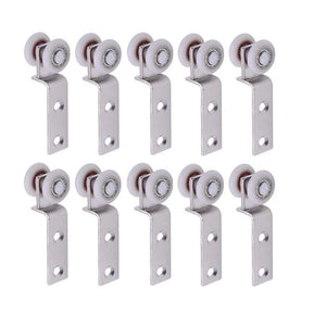10Pcs Metal Pulley Block Two Plastic Wheel Sliding Door Window Cabinet
