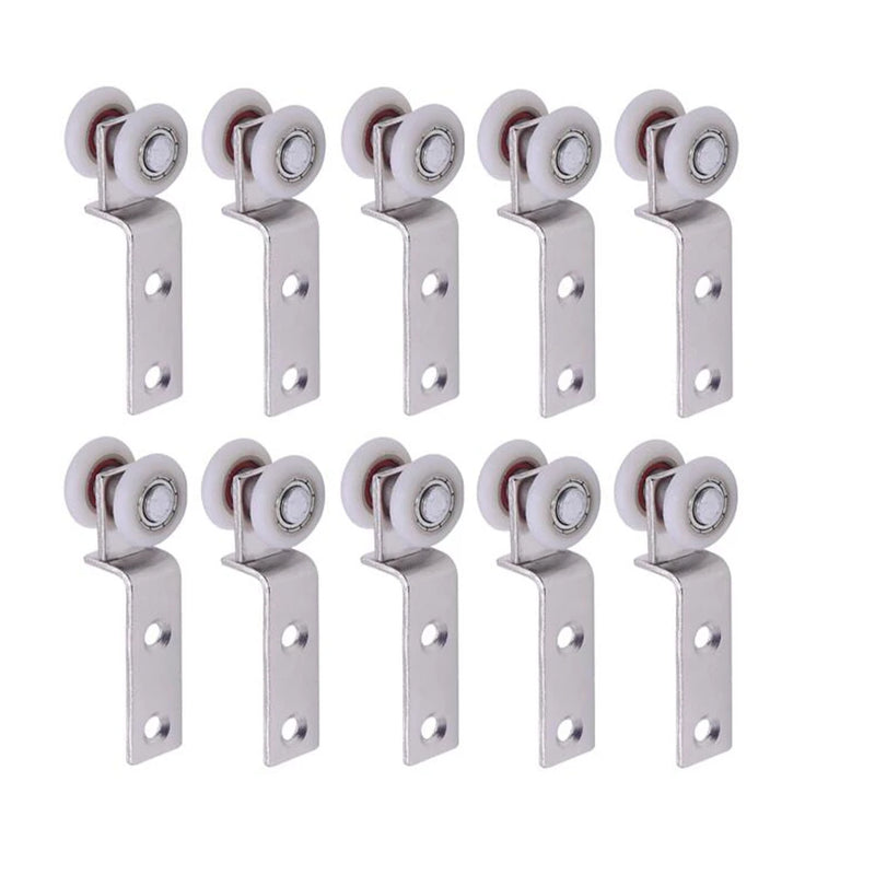10Pcs Metal Pulley Block Two Plastic Wheel Sliding Door Window Cabinet