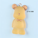 10Pcs Clear 3D Bear Resin Charms Bag Pendant DIY Necklace Keychain Bracelet
