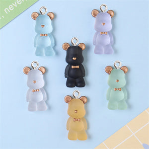 10Pcs Clear 3D Bear Resin Charms Bag Pendant DIY Necklace Keychain Bracelet