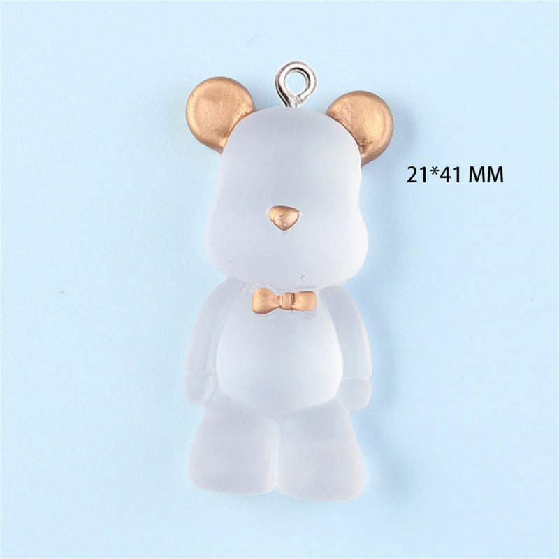 10Pcs Clear 3D Bear Resin Charms Bag Pendant DIY Necklace Keychain Bracelet