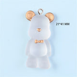 10Pcs Clear 3D Bear Resin Charms Bag Pendant DIY Necklace Keychain Bracelet
