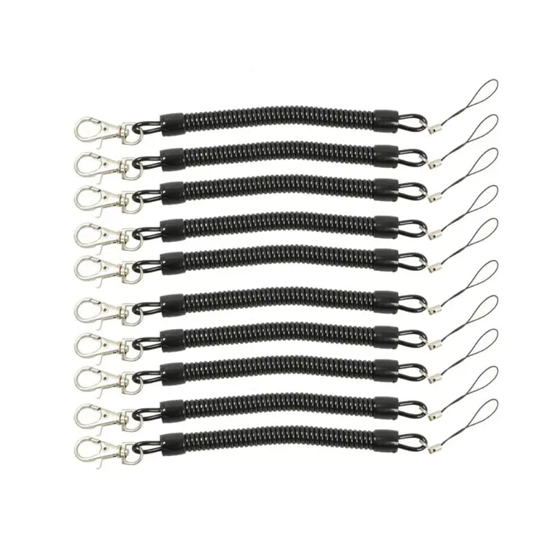 10Pcs Coil Springs Keychain Phone Snap Hook Retractable Coil Cord Key Chain