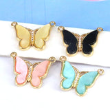 10Pc Butterfly Acrylic Charms Micro Pave CZ Crystal Pendant