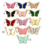 10Pc Butterfly Acrylic Charms Micro Pave CZ Crystal Pendant