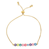 10Pcs Bohemia Drip Oil Eye Pendant Bracelets for Women Punk Chain Bangle
